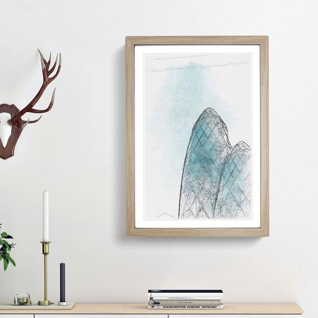 The Gherkin Building in London in Abstract - Picture Frame Graphic Art Print East Urban Home Frame Option: Oak Framed, Size: 65cm H x 48cm W x 2cm D on Productcaster.