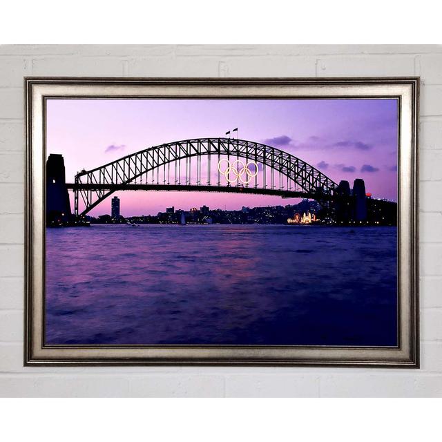 Gerahmtes Wandbild Sydney Harbour Bridge Pink Reflections Haus am Meer Größe: 42cm H x 59,7cm B x 1,5cm T, Format: Poster mit metallgrauem Rahmen on Productcaster.