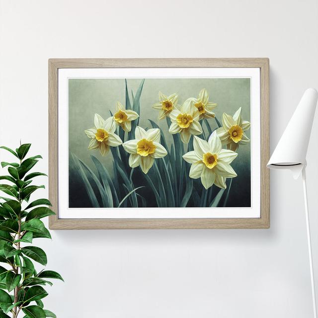 Fanciful Daffodil Flowers - Single Picture Frame Print Marlow Home Co. Size: 46cm H x 64cm W x 2cm D, Frame Colour: Oak Framed on Productcaster.