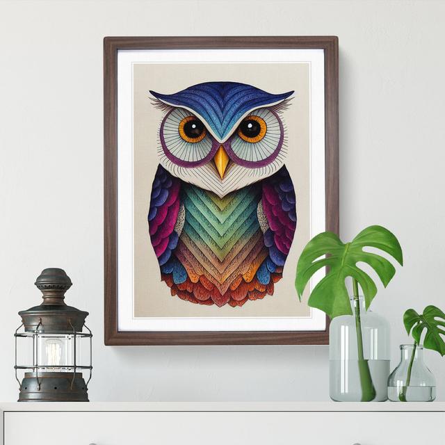 An Illuminated Owl - Picture Frame Graphic Art Alpen Home Size: 64cm H x 46cm W x 2cm D, Frame Colour: Walnut Framed on Productcaster.