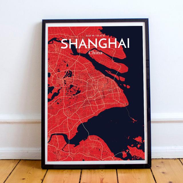 Shanghai City Map - No Frame Print East Urban Home Size: 50.8cm H x 40.6cm W x 0.13cm D on Productcaster.