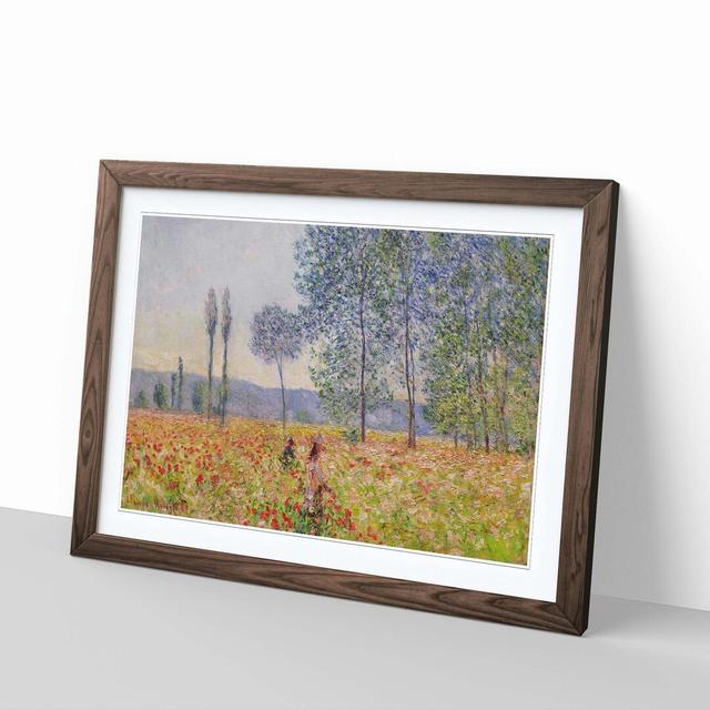 'Walking in the Fields' by Claude Monet Framed Wall art East Urban Home Frame Colour: Walnut on Productcaster.