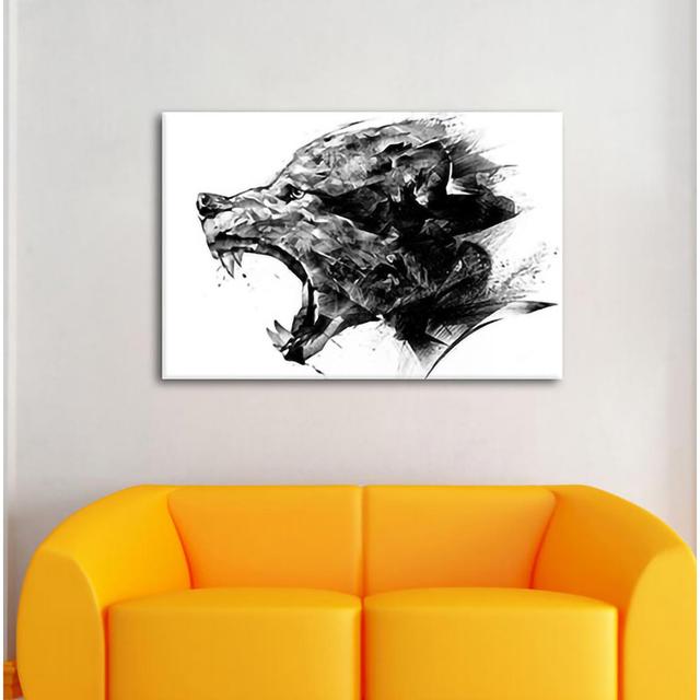 Leinwandbild Abstrakter Wolfskopf Profil Alpen Home Größe: 70 cm H x 100 cm B x 1,8 cm T on Productcaster.