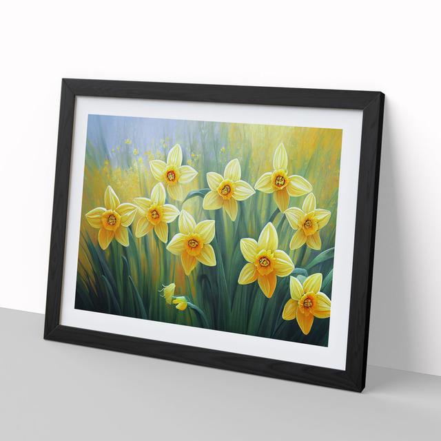 Eye Opening Daffodil Flowers - Picture Frame Painting Marlow Home Co. Size: 25cm H x 34cm W x 2cm D, Frame Colour: Black on Productcaster.