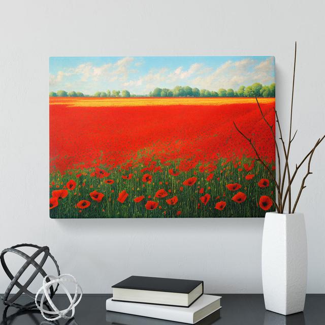 Unbeatable Poppies Flowers - Wrapped Canvas Painting ClassicLiving Size: 40cm H x 60cm W x 3cm D on Productcaster.