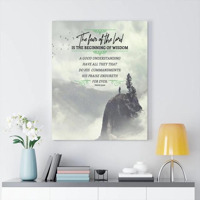 The Fear of the Lord - Wrapped Canvas Typography Blue Elephant Size: 61cm H x 46cm W on Productcaster.