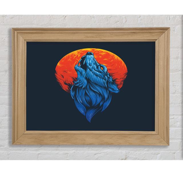 Wolf Howl Orange Moon - Single Picture Frame Art Prints Bright Star Size: 21cm H x 42cm W x 8cm D on Productcaster.