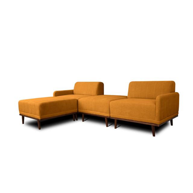 Strouth 4 - Piece Sofa & Chaise Latitude Run Orientation: Left Hand Facing, Upholstery Colour: Mustard Polyester Blend on Productcaster.