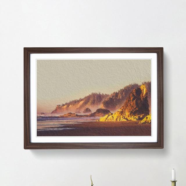 Oregon Beach at Sunset - Picture Frame Painting Print East Urban Home Size: 36cm H x 48cm W x 2cm D, Frame Option: Walnut Framed on Productcaster.