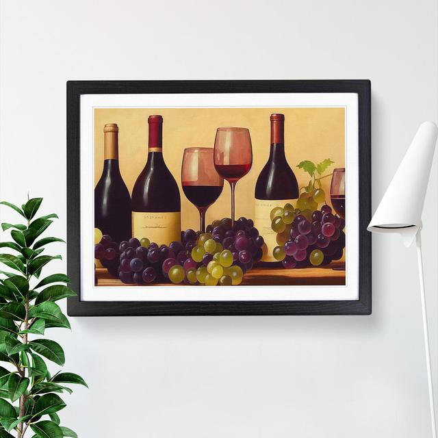 Wine Bottle Painting - Picture Frame Graphic Art Astoria Grand Size: 25cm H x 34cm W x 2cm D, Frame Colour: Black on Productcaster.