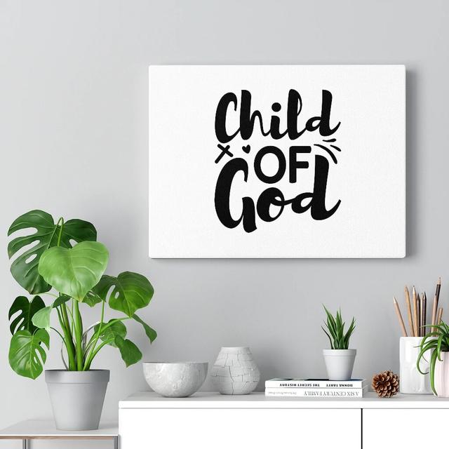 Child of God - Wrapped Canvas Typography Blue Elephant Size: 46cm H x 61cm W on Productcaster.