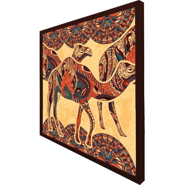 Bethanni Camels - Single Picture Frame Art Prints Latitude Vive Size: 41cm H x 41cm W x 4cm D, Frame Colour: Brown Framed on Productcaster.