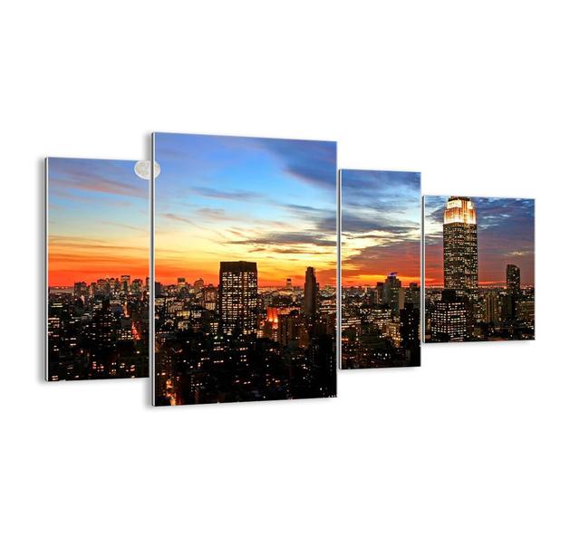 'Shining American Night' - 4 Piece Unframed Photograph Print Set on Glass Ebern Designs Size: 70cm H x 120cm W x 1.8cm D on Productcaster.