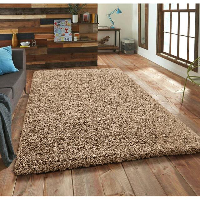 Arnzazu Shaggy Beige Rug 17 Stories Rug Size: Rectangle 120 x 170cm on Productcaster.