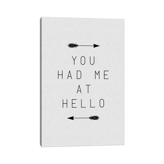 You Had Me Arrow - Wrapped Canvas Typography Maturi Size: 66.04cm H x 45.72cm W x 1.91cm D on Productcaster.