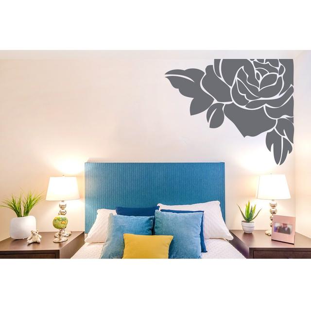 Corner Rose Wall Sticker East Urban Home Size: Medium, Colour: Grey on Productcaster.