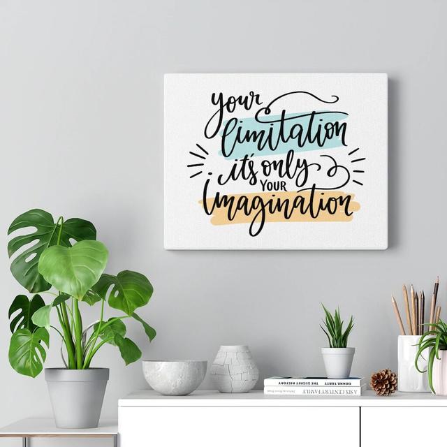 It's Only Your Imagination - Wrapped Canvas Typography Blue Elephant Size: 30cm H x 41cm W on Productcaster.