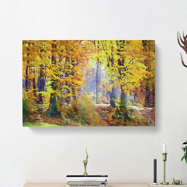 Forest in the Fall - Wrapped Canvas Graphic Art Print East Urban Home Size: 40cm H x 60cm W x 3cm D on Productcaster.