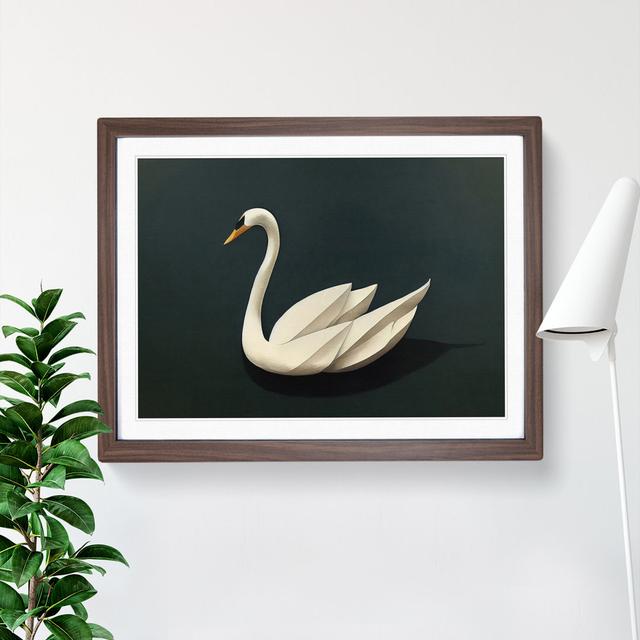 Intense Swan - Picture Frame Graphic Art Rosdorf Park Size: 46cm H x 64cm W x 2cm D, Frame Colour: Walnut on Productcaster.