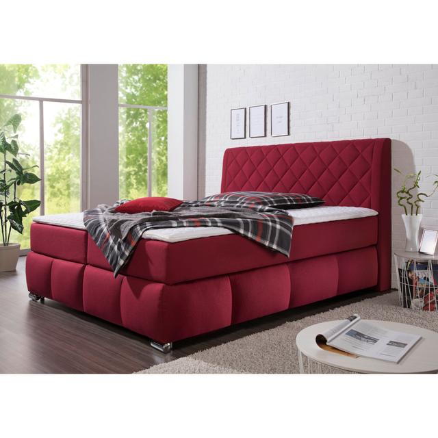 Boxspringbett Lomand ModernMoments Farbe: Rot, Matratzenhärte: Bonell-Federkernmatratze, H2, Größe: 200 x 200 cm on Productcaster.