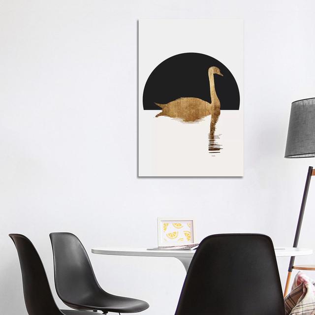 The Swan - Black by Kubistika - Wrapped Canvas Art Prints Marlow Home Co. Size: 45.72cm H x 30.48cm W x 1.91cm D on Productcaster.