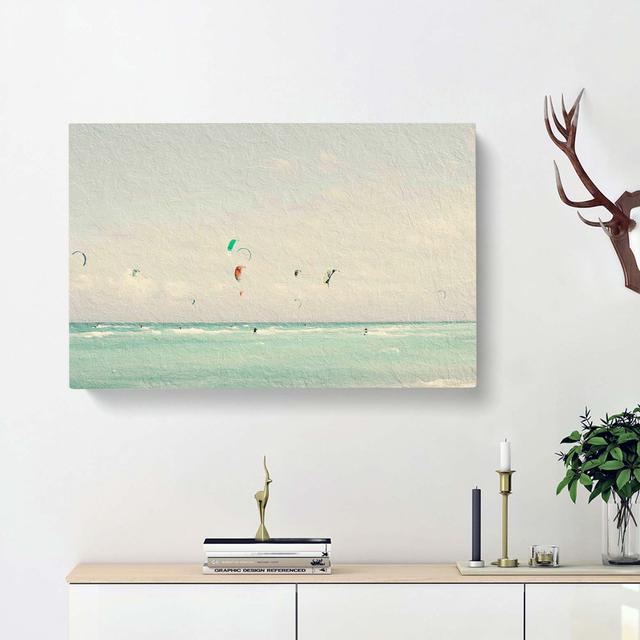 Kite Surfers In South Beach Miami - Wrapped Canvas Painting East Urban Home Size: 35cm H x 50cm W x 3cm D on Productcaster.