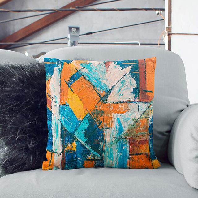 Abstract Art Painting Vol.212 by S.Johnson Cushion with Filling East Urban Home Backing Colour: White, Size: 40 x 40 cm on Productcaster.