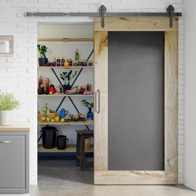 Thornburg Solid Oak Sliding Door with Blackboard Unfinished Three Posts Door Finish: Natural Oil on Productcaster.