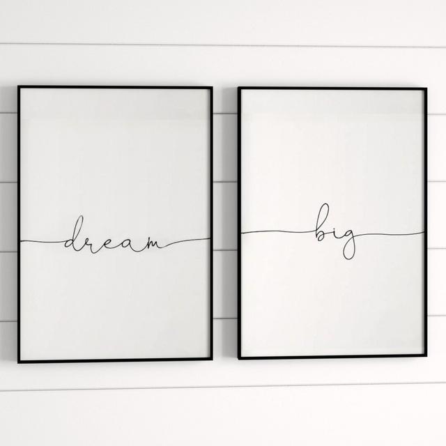 Dream Big - 2 Piece Print (Set of 2) Zipcode Design Format: Oak Frame, Size: 41 cm H x 31 cm W on Productcaster.