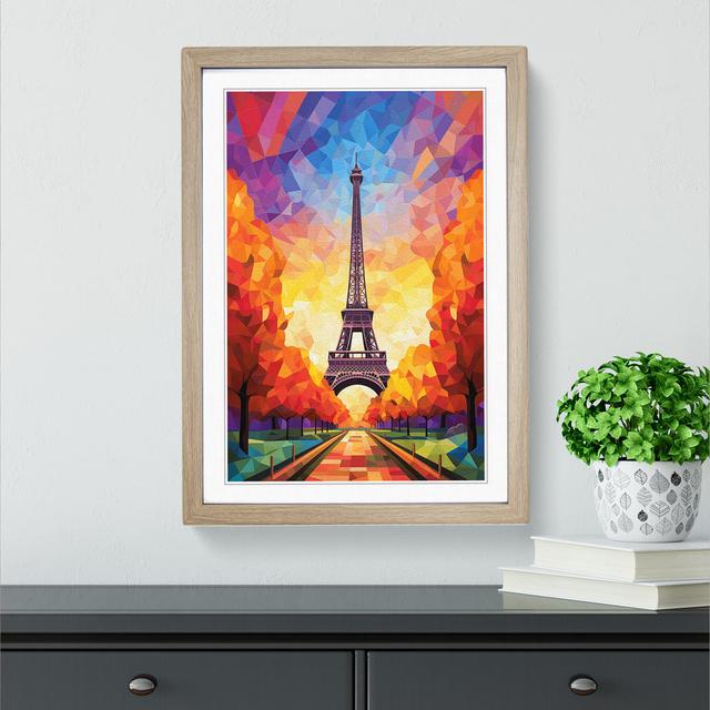 Eiffel Tower Colour Field - Single Picture Frame Art Prints on Wood 17 Stories Format: Oak Framed, Size: 64cm H x 46cm W on Productcaster.