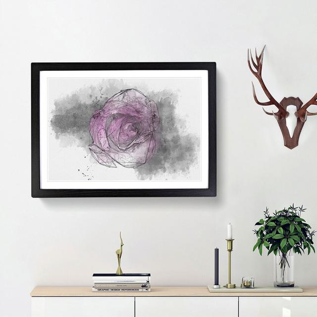 Purple Rose in the Shadows Sketch - Picture Frame Graphic Art Print East Urban Home Size: 62cm H x 87cm W x 2cm D, Frame Option: Black Framed on Productcaster.