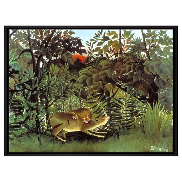 Gerahmtes Leinwandbild Hungry Lion von Henri Rousseau BohoLiving Maße: 65 cm H x 85 cm B x 2,5 cm T on Productcaster.