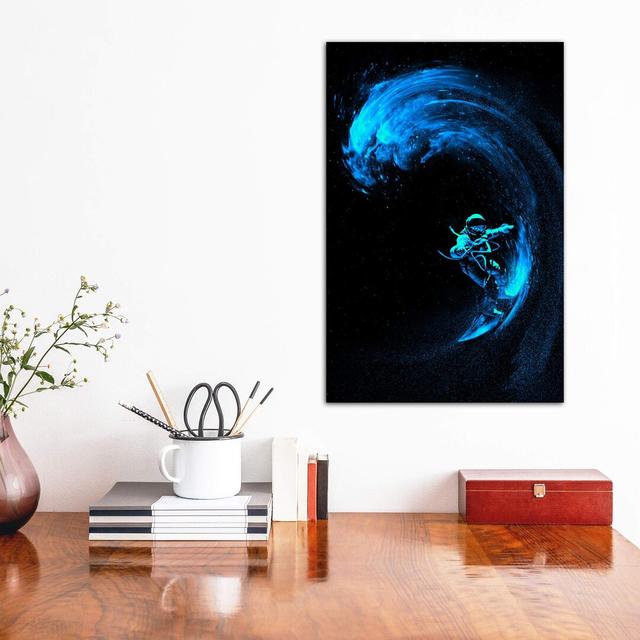 Space Surfing Blue Wave by Nicebleed - Wrapped Canvas Print Latitude Run Size: 45.72cm H x 30.48cm W x 1.91cm D on Productcaster.