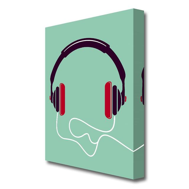 Retro Headset Music - Wrapped Canvas Graphic Art Print East Urban Home Size: 50.8 cm H x 35.6 cm W on Productcaster.