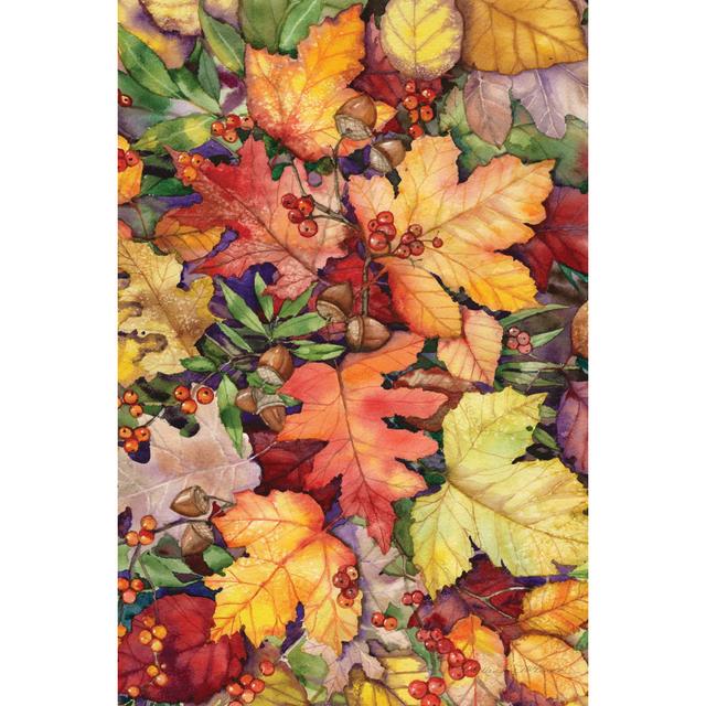 Leaves and Acorns by Kathleen Parr McKenna - Wrapped Canvas Painting Marlow Home Co. Size: 30cm H x 46cm W x 3.8cm D on Productcaster.