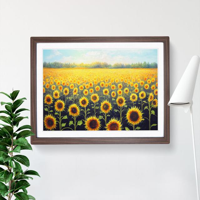 A Delightful Sunflower Field - Single Picture Frame Print Brambly Cottage Frame Colour: Walnut, Size: 34cm H x 46cm W x 2cm D on Productcaster.