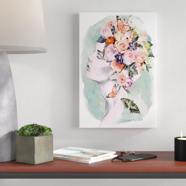 Floral Locks I - Wrapped Canvas Painting Print Etta Avenue Size: 46cm H x 30cm W on Productcaster.