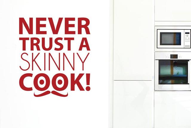 Never Trust A Skinny Cook With Moustache Wall Sticker East Urban Home Colour: Burgundy, Size: Large on Productcaster.