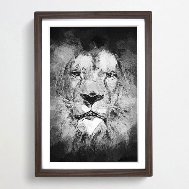 Lion Portrait in Abstract - Picture Frame Painting Print East Urban Home Size: 65cm H x 48cm W x 2cm D, Frame Option: Walnut Framed on Productcaster.