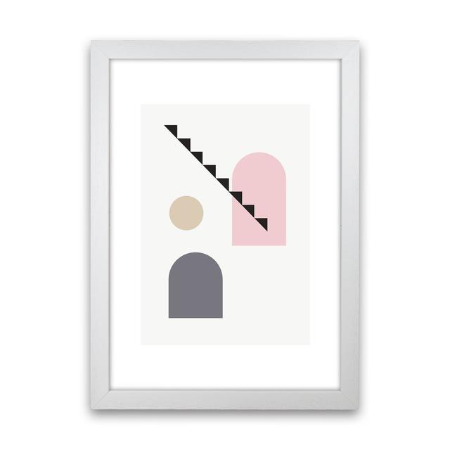 Mila Pink Stairs Left N4 by Pixy Paper - Print George Oliver Format: White Framed, Size: 29.7cm H x 21cm W x 3cm D on Productcaster.