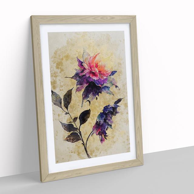 Watercolour Flowers No.2 - Picture Frame Painting Marlow Home Co. Size: 34cm H x 25cm W x 2cm D, Frame Colour: Oak on Productcaster.