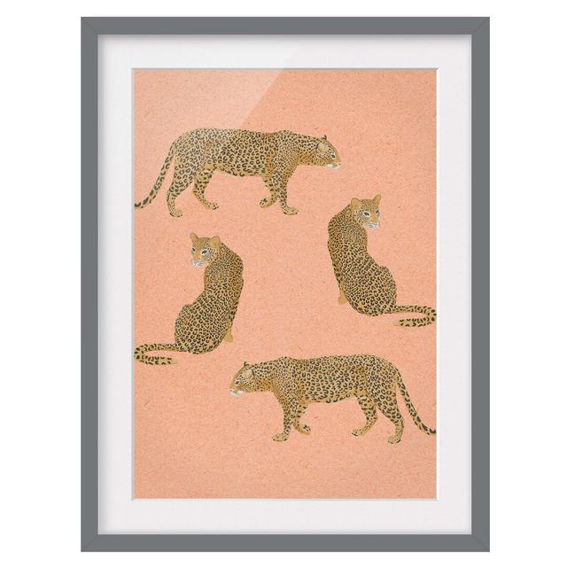 Illustration Leopard Pink - Picture Frame Graphic Art Bloomsbury Market Frame Option: Grey Framed, Size: 100cm H x 70cm W x 2cm D on Productcaster.