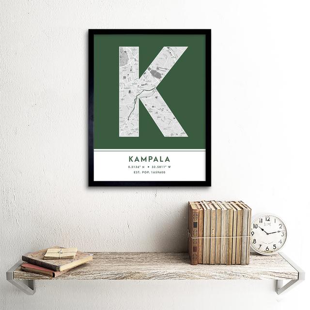 Kampala City Map Kampala Green by Wee Blue Coo - Single Picture Frame Typography Wee Blue Coo on Productcaster.