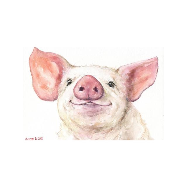 Happy Piggy by George Dyachenko - Painting on Canvas Brayden Studio Format: Wrapped Canvas, Size: 45.72cm H x 66.04cm W x 3.81cm D on Productcaster.