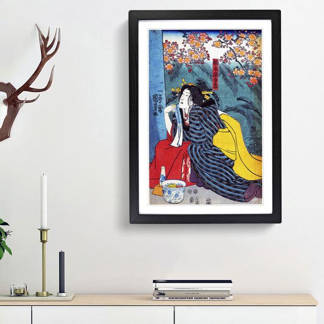 Kneeling Woman by Utagawa Kuniyoshi - Picture Frame Art Print East Urban Home Frame Option: Black Framed, Size: 48cm H x 36cm W x 2cm D on Productcaster.