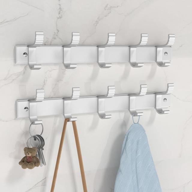 Graddy Wall 10 - Hook Wall Mounted Coat Rack 17 Stories Colour: Silver on Productcaster.