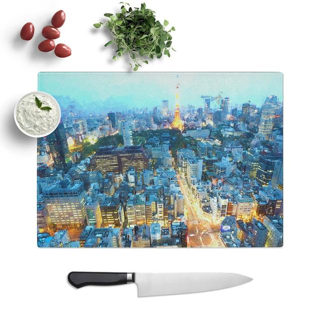 Tempered Glass Skyline of Paris in France Chopping Board East Urban Home Size: 28.5 cm W x 20 cm L on Productcaster.