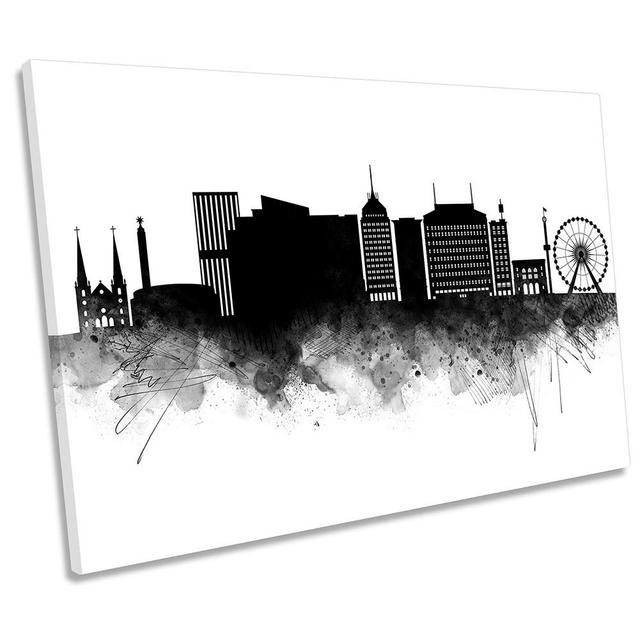 Fresno Abstract City Skyline - Wrapped Canvas Print Ebern Designs Size: 50.8cm H x 76.2cm W x 2cm D on Productcaster.