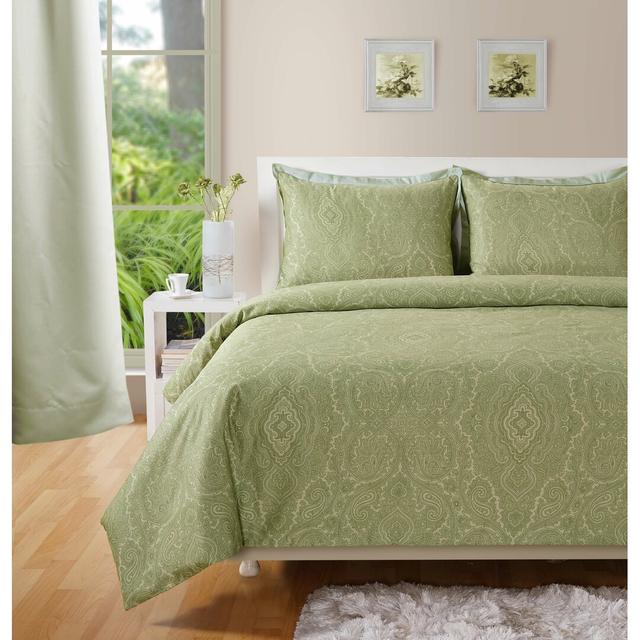 Lyon 400 TC Duvet Cover Set Marlow Home Co. Size: Super King - 2 Standard Pillowcases, Colour: Green on Productcaster.