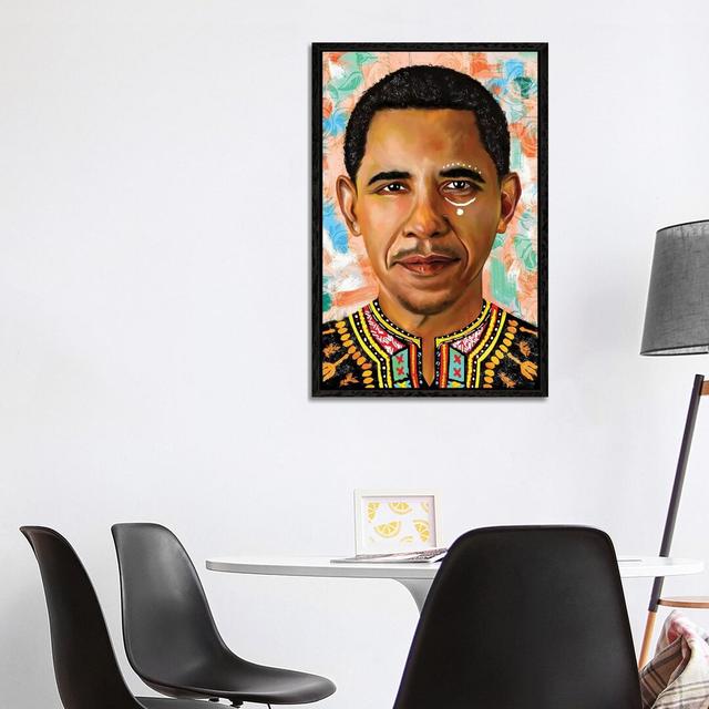 Barack Obama by Crixtover Edwin - Print on Canvas World Menagerie Format: Black Framed Canvas, Size: 66.04cm H x 45.72cm W x 3.81cm D on Productcaster.